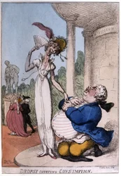 Obese Man Courting a Tuberculosis Patient: Dropsy and Consumption, Early 19th Century (Caricature)