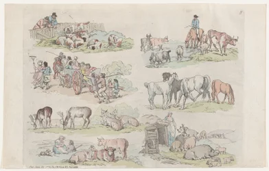Plate 11, Outlines of Figures, Landscapes and Cattle...for the Use of Learners