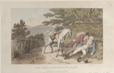 Quae Genus Assisting a Traveler, from The History of Johnny Quae Genus, March 1, 1822