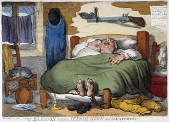 Sleeping couple snoring - caricature by Rowlandson