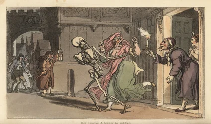 The Skeleton of Death Carries Off a Virago from a House