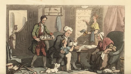 Young Boy at Lessons with a Tutor and His Grandmother