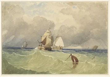 Three-Masters and Tjalk Sailing in the Open Sea