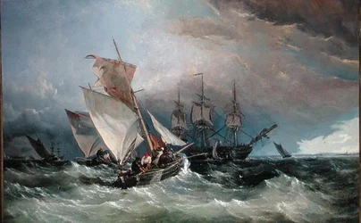 Shrimp Cutters off the Nore, Sheerness in the Distance, c.1854