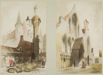 Fish Market, Antwerp and Hospice des Vieillards, Ghent, from Picturesque Architecture in Paris, Ghent, Antwerp, Rouen, etc.