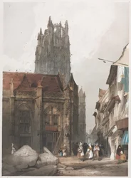 Picturesque Architecture in Paris, Ghent, Antwerp, Rouen: St. Laurent, Rouen, France, 1839