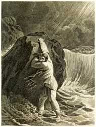 Robinson Crusoe Shipwrecked and Clinging to a Rock from The Life and Strange Surprising Adventures of Robinson Crusoe, or York, Mariner by Daniel Defoe