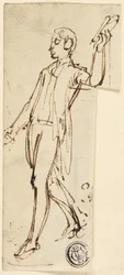 Sketch of Standing Man with Uplifted Arm