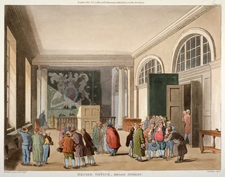 Interior of the Excise Office, Old Broad Street, City of London, 1810