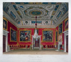Interior view of the drawing room in Buckingham House, Westminster, London