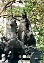 Statue of Boudicca and her daughters in a chariot, Thames Embankment, London, 19th century