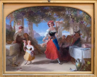 An Italian mother teaching her child the tarantella