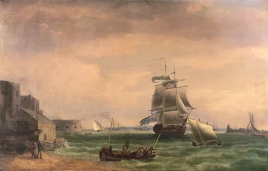 Men-of-War and Small Craft at Portsmouth Harbour, late 18th or early 19th century