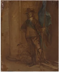 A soldier with a flag
