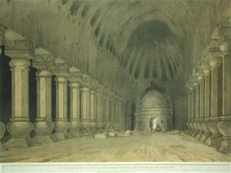 Interior of an Excavated Hindu Temple on the Island of Salsette, plate 63 from 