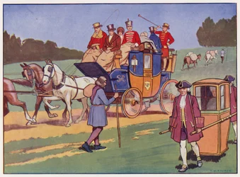 Coach-and-four, Sedan Chair, and Pack-Horses