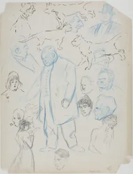 Sheet of Sketches: Men, Women and Cats (front); Sheet of Sketches: Men and Women (back)