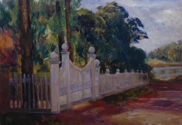 Summer Landscape with Garden Fence and Gate