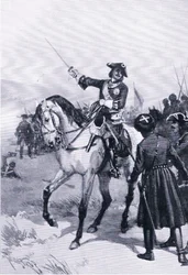 Peter the Great at the battle of Pultowa, illustration from Landmarks in European History published by Gresham Publishing Co, c.1920