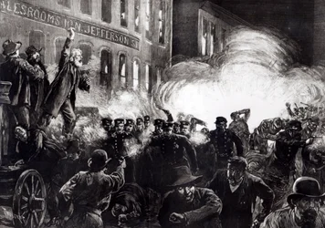 The Anarchist Riot in Chicago: A Dynamite Bomb Exploding Among the Police, from 