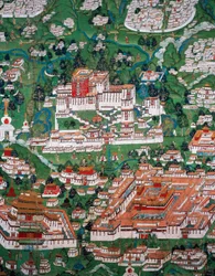 The city of Lhasa and the Potala, colored engraving