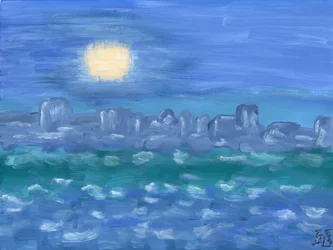 Serene Moonlit Seascape