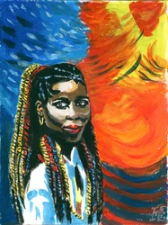 Woman with Colorful Braids