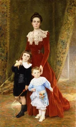 Portrait of a Lady, standing full length, with her Children