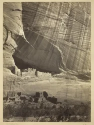 Ancient Ruins in the Canyon de Chelly, N.M., in a Niche 50 Feet Above Present Canyon Bed, 1873