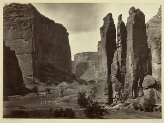 Canyon de Chelly, Walls of the Grand Canyon, About 1200 Feet in Height, 1873