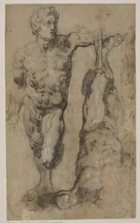 Two Studies of a Sculpture of a Male Figure