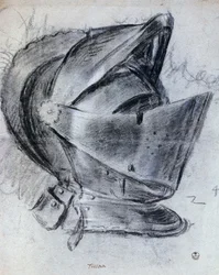 Helmet by Titian, drawing