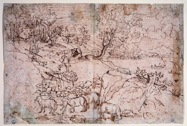 Study of Landscape with Sheep