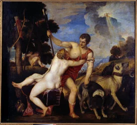 Venus and Adonis (Painting by Tiziano Vecellio)