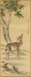 Symbols of Longevity: Deer under Peach and Pine (right)