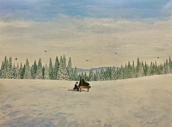 Piano in Snowy Field