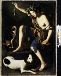 Young Shepherd Playing with a Cat