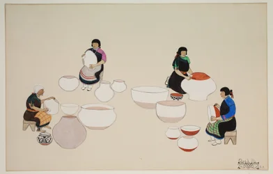 The Air Dried Vessels are Polished by Rubbing with Pebbles, Early 20th Century