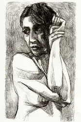Pensive Woman Drawing