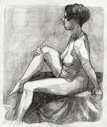 Seated Nude Figure Sketch