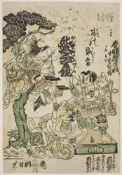 Advertisement of the drama "Haru no Akebono Kuruwa Soga," at the Ichimura Theatre