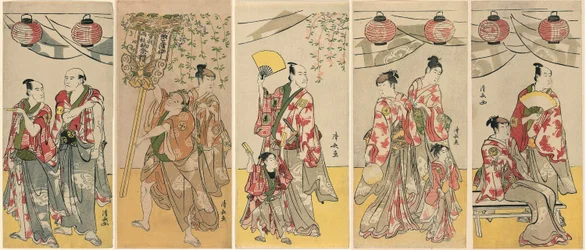 Eleven Actors Celebrating the Festival of the Shrine of the Soga Brothers