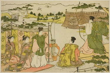 The First Archery Practice of the New Year, from the illustrated book 