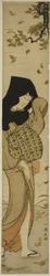 Woman with Black Hood in Windblown Leaves, from the series 