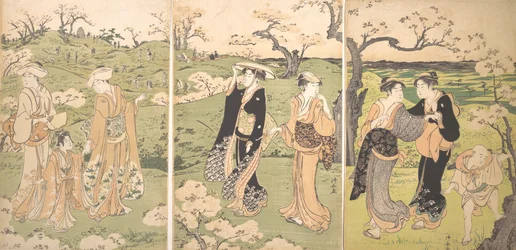 Young Ladies Viewing Cherry-blossoms at Asukayama