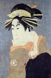 Matsumoto Yonesaburo in the role of the courtesan Kewaizaka No Shosho in the play 