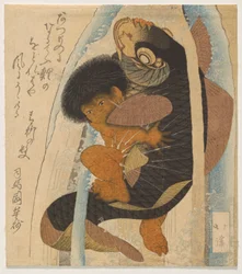 Kintarō Struggling with the Giant Carp