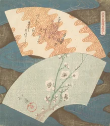 Two Fan Designs: Plum Blossom and Wave