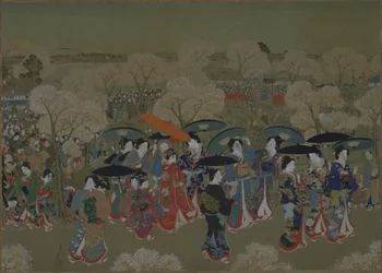 Beauties Viewing Cherry Blossoms at Sumida River