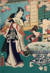 Spring Outing in a Villa Diptych: Man in Interior